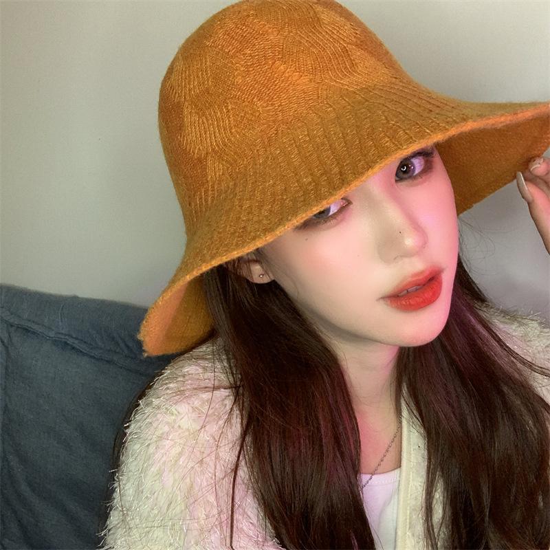 Autumn Men's And Women's Wool Big Eaves Hat Fashion Visor Hat Solid Color All Casual Basin Hat Winter Hat