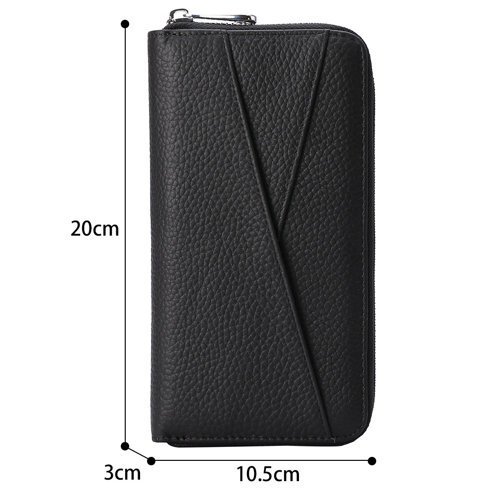 Japanese Leather Long Purse Women's Large Capacity Rfid First Layer Cowhide Organ Card Bag Fashion Handheld Bag Mobile Phone Bag details Picture
