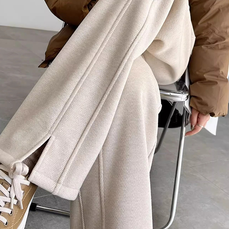 【2471】 Women's autumn and winter new straight-leg pants, high-waisted thickened women's long pants, hermetic fleece wide-leg pants Application Scenario