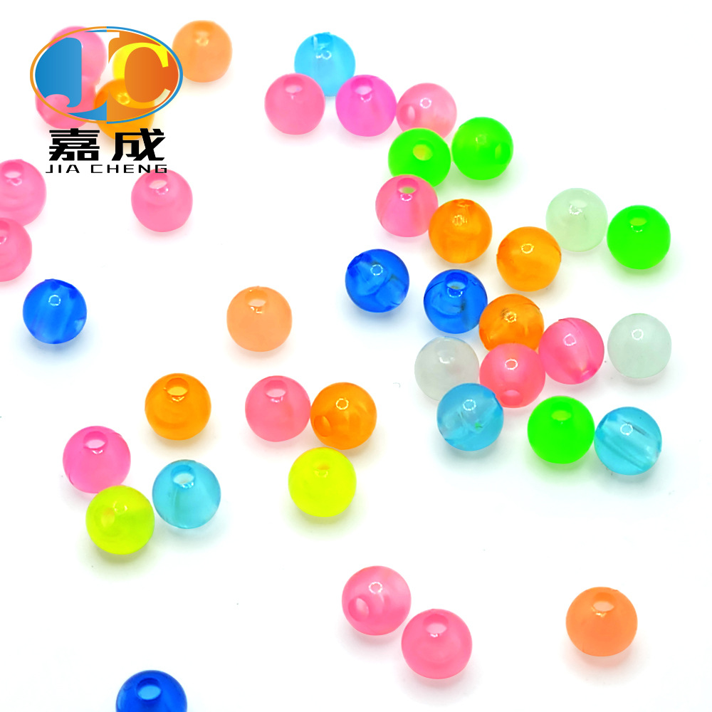 Acrylic colored children's DIY luminous beads, luminous straight hole round beads, jelly beads, fishing gear beads with holes and loose beads