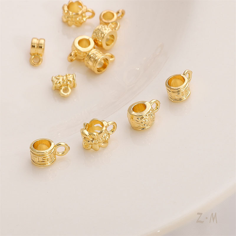 14K Gold-Covered Copper Cylindrical Pendant Pendant Pendant String Handmade Diy Material Jewelry Accessories