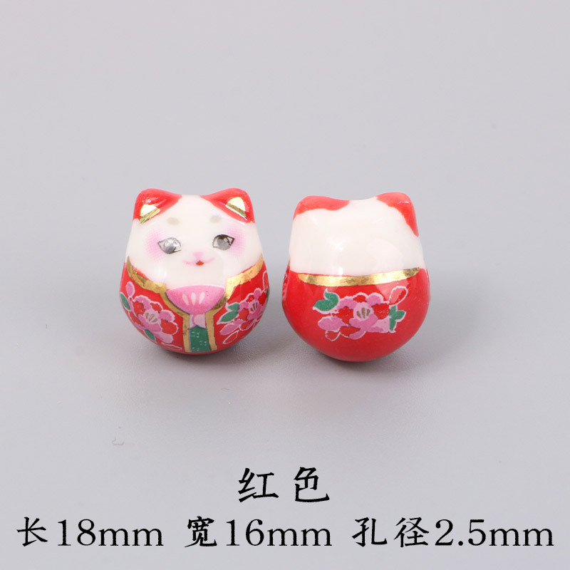 Side Material Accessories Cat Cross Plum Thread Loose Bead Ceramic Cat Hand-Painted Kong Jade Beaded Jewelry Bracelet Holes Application Scenario