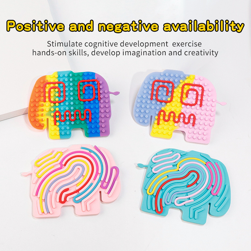 Cross-border best-selling Sensory Activity Board - DIY silicone twist Rope children's educational toy for stress relief Specification image