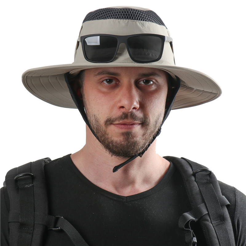 2021新款男女户外防晒帽眼镜架遮阳帽防水防紫外线牛仔渔夫帽跨境详情图2
