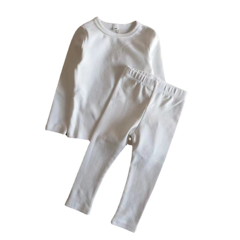 Men's and girls' underwear sets, pure cotton non-fluorescent base underwear sets, solid-color brushed warm thermal long Johns and long pants custom-made Specification image