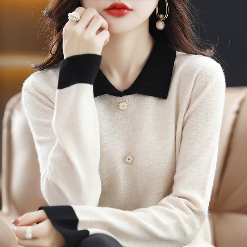 2023 Spring And Autumn New Solid Color Knitted Cardigan Poio Collar Single Breasted Loose Sweater Women Soft Waxy Short Coat Specification drawing