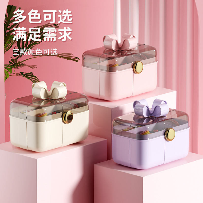 创意双层咕咔防尘收纳盒带盖儿童女孩可爱贴纸家用发饰发卡首饰盒
