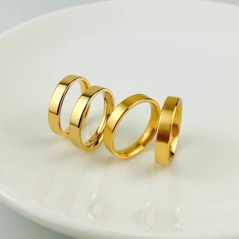 Ancient-style inheritance plain ring, titanium steel plated with 18K gold, couple ring for men and women, index finger ring, unique and never fades details Picture