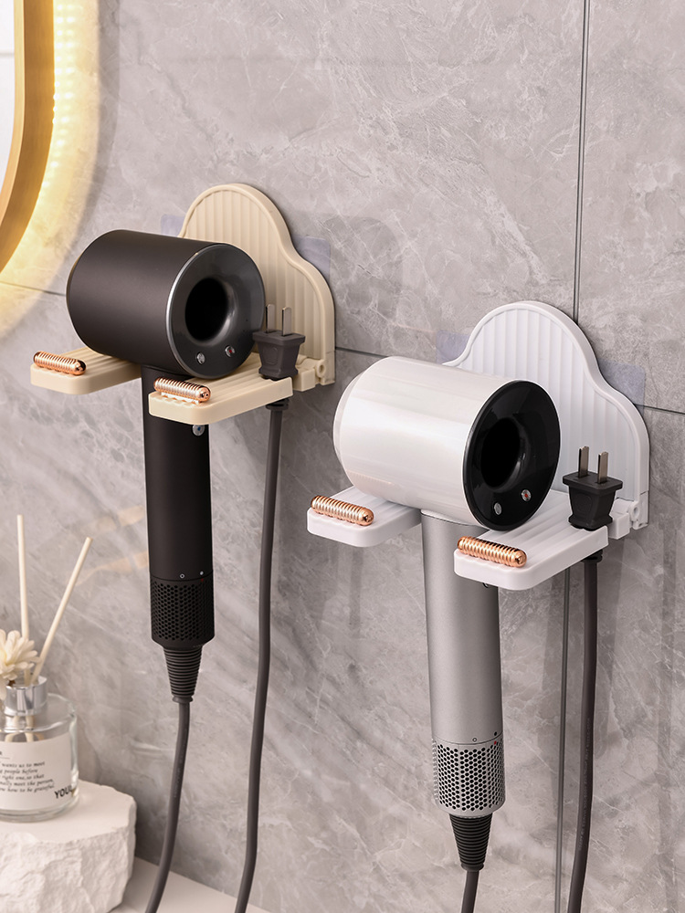 Hair Dryer Folding Shelf Perforation-Free Bathroom Hair Dryer Hanger Bathroom Air Duct Storage Device Application Scenario