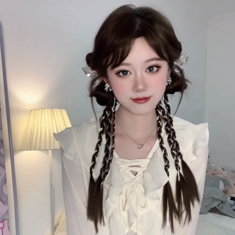 Realistic hair, bow, grab, bun hairstyle, hot girl mermaid headwear, fluffy and natural boxing braid, ponytail wholesale Application Scenario