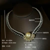 Qingdao vintage necklace for women, French retro, romantic and high-end commuter style Sunflower necklace stud earrings set details Picture