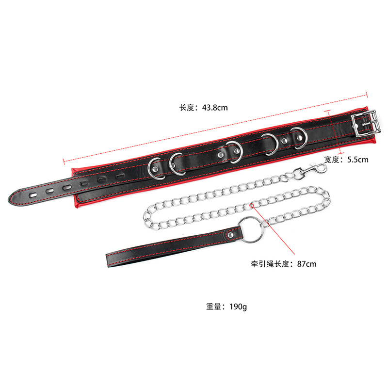New bondage neck strap sm alternative toy dog chain black red envelope edge sponge collar adult sex toys details Picture