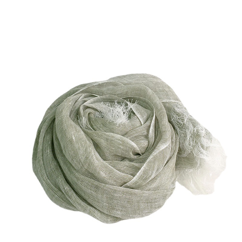 Japanese Imitation Linen Gray Linen Scarf Dual Purpose Long Shawl Beach Silk Scarf Female Every Literary Fresh Spring And Summer New Products Item Picture