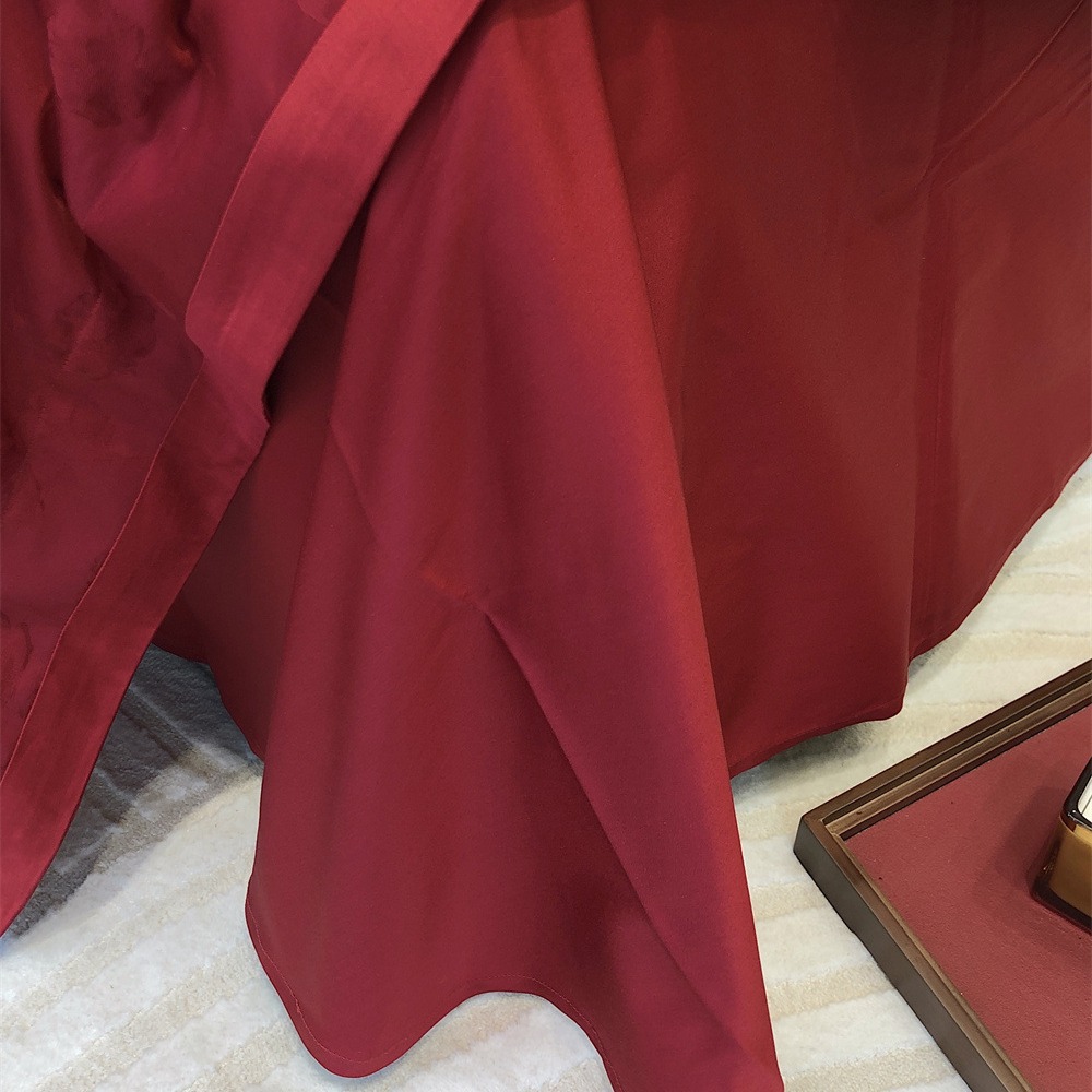 100% algodón algodón largo conjunto de cuatro piezas de algodón rojo nuevo conjunto de edredón jacquard de boda artículos de cama de boda Application Scenario