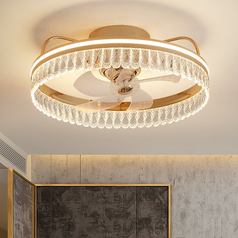 K9 Crystal oscillating fan light ceiling-mounted, modern and simple bedroom, princess room electric fan light, light luxury living room ceiling fan light Specification drawing