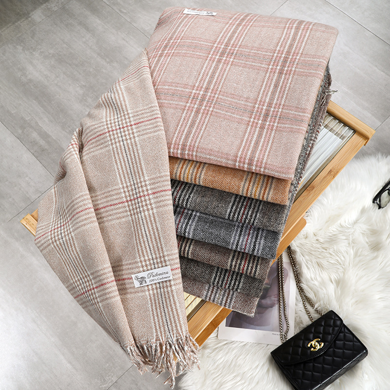 2022 Star Yang Mi With A Large Shawl Imitation Cashmere Scarf Plaid Lady Super Warm Thick Autumn And Winter