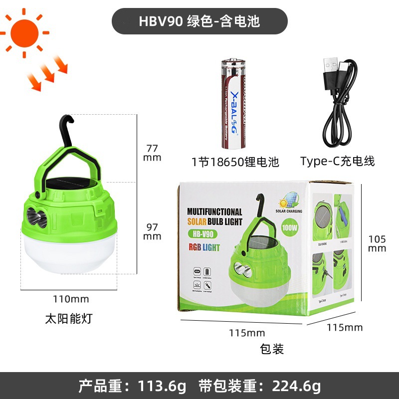 Cross-border outdoor camping lights, solar-charged camping lights, LED bulbs, household emergency night market street lamps details Picture