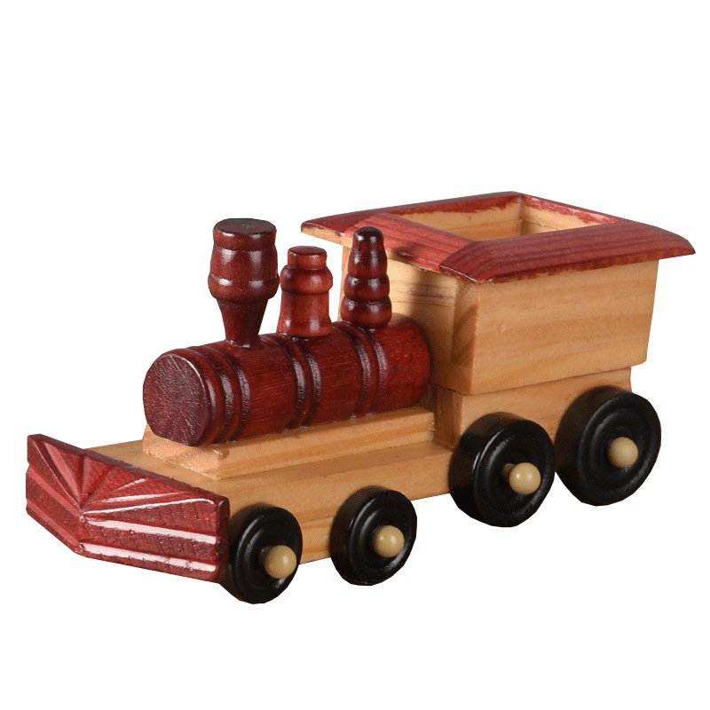Wooden Vintage Car Decoration Creative Home Desktop Car Model Train Decoration Wooden Crafts Item Picture
