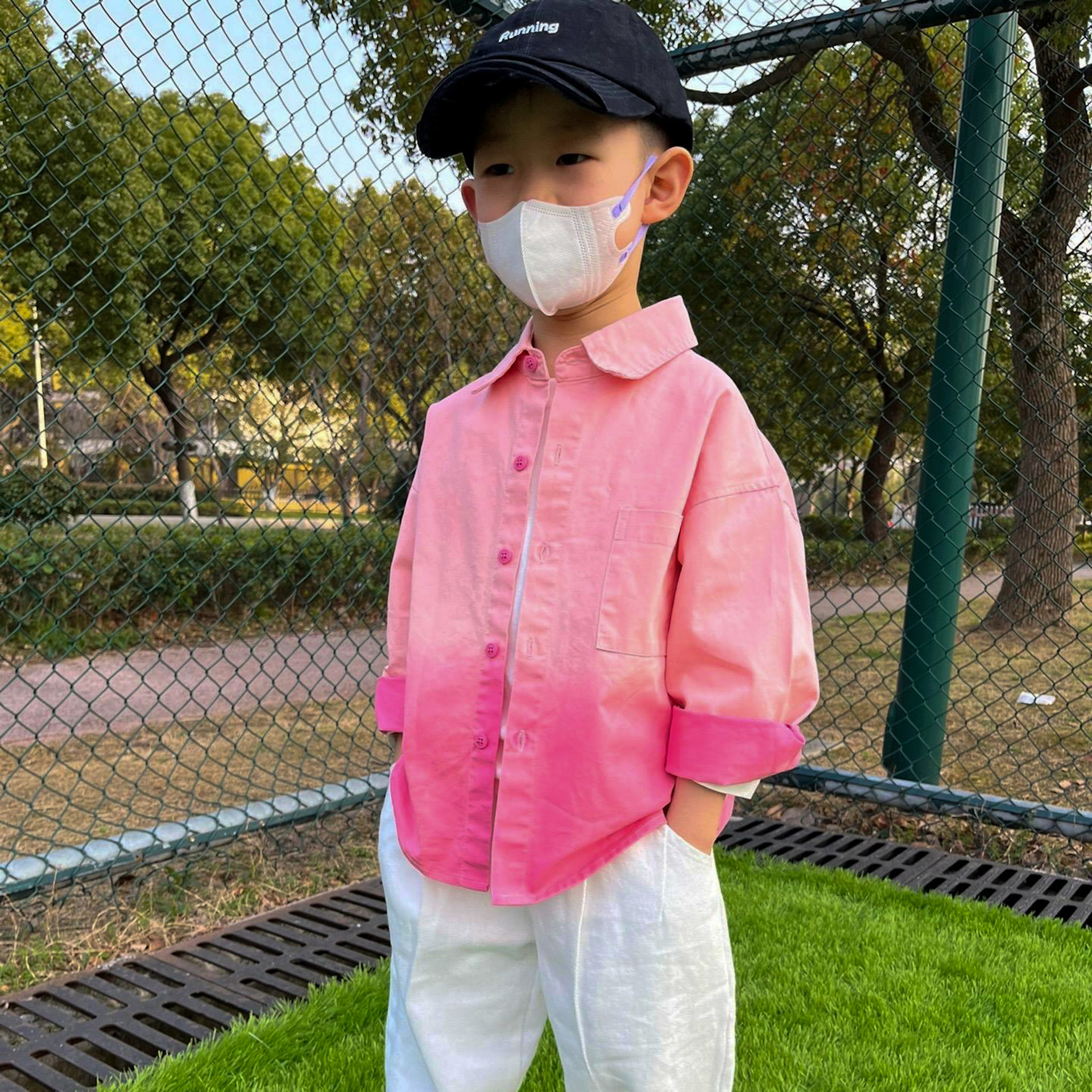 男童粉色衬衫产品图