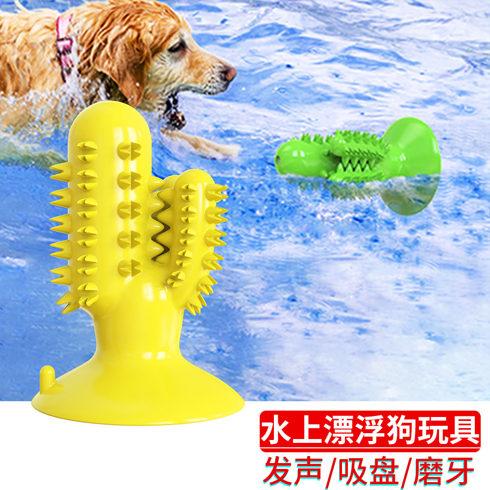 宠物用品狗狗磨牙棒仙人掌发声狗玩具水上漂浮狗牙刷