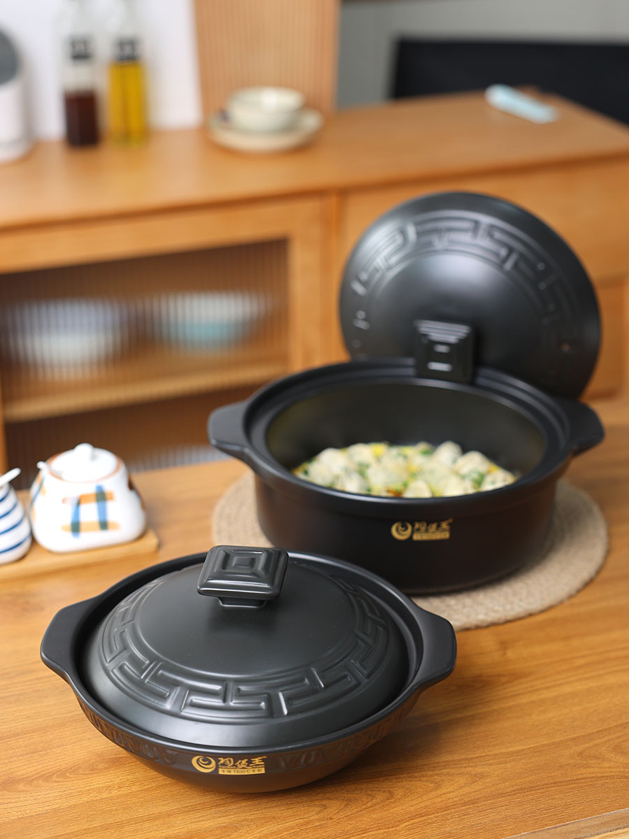 Youdaoplaceholder0 rice noodle braised chicken pot, ceramic shallow pot, dry-simmering 1100 degrees, non-cracking clay pot, stir-frying clay pot details Picture