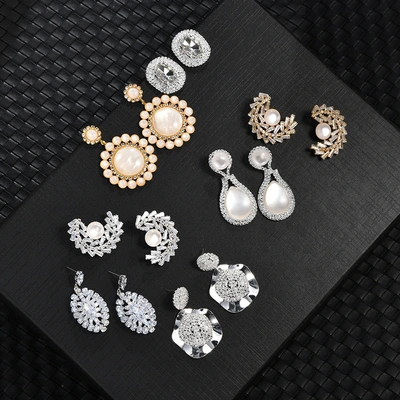 European and American simple temperament European and American fashion cross-border dinner party zircon handmade jewelry earrings thumbnail
