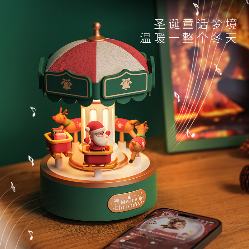 Romantic gifts for couples: Classic Christmas rotating wooden lantern, creative music box, bedside night light, Bluetooth speaker Specification image