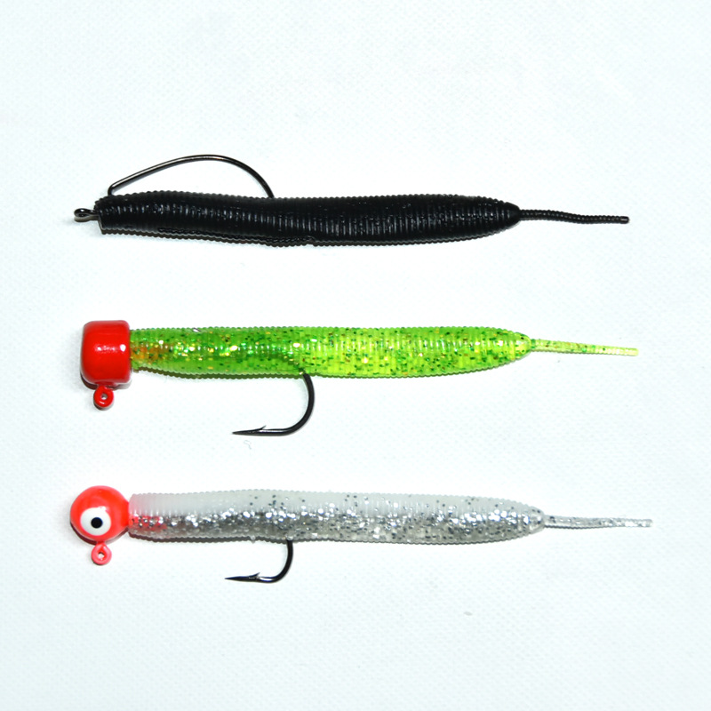 Donglejian Leech Straight Tail WBM70# Worm bionic Lure Swing Stream fishing, reservoir rock fishing, river lure fishing Application Scenario