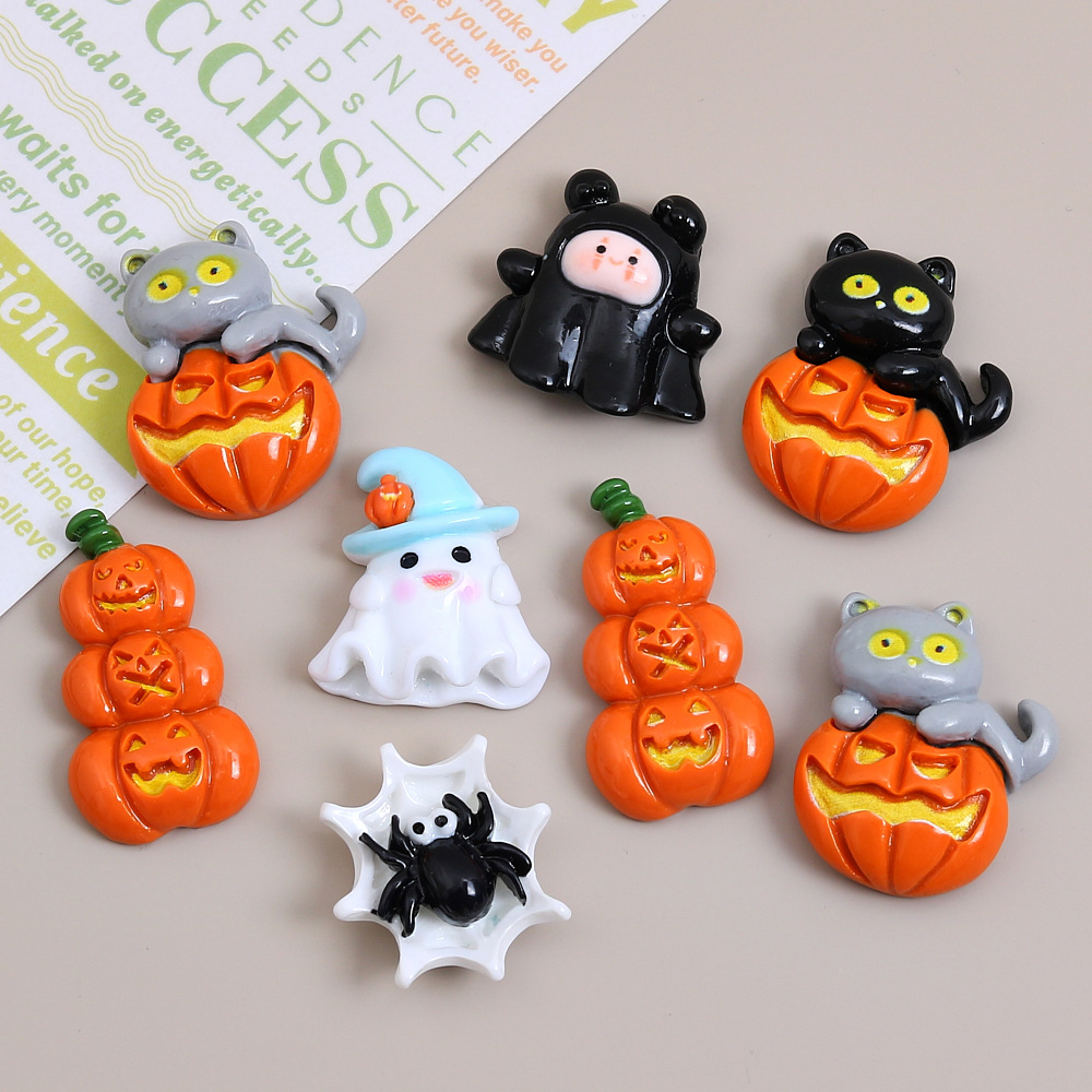 Halloween Ghost Pumpkin Creative Handmade diy cream glue Accessories Resin Small accessory accessory material package wholesale