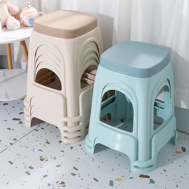 加厚塑料凳子家用椅子方凳塑胶成人板凳简约高凳子可叠加凳子批发详情图3