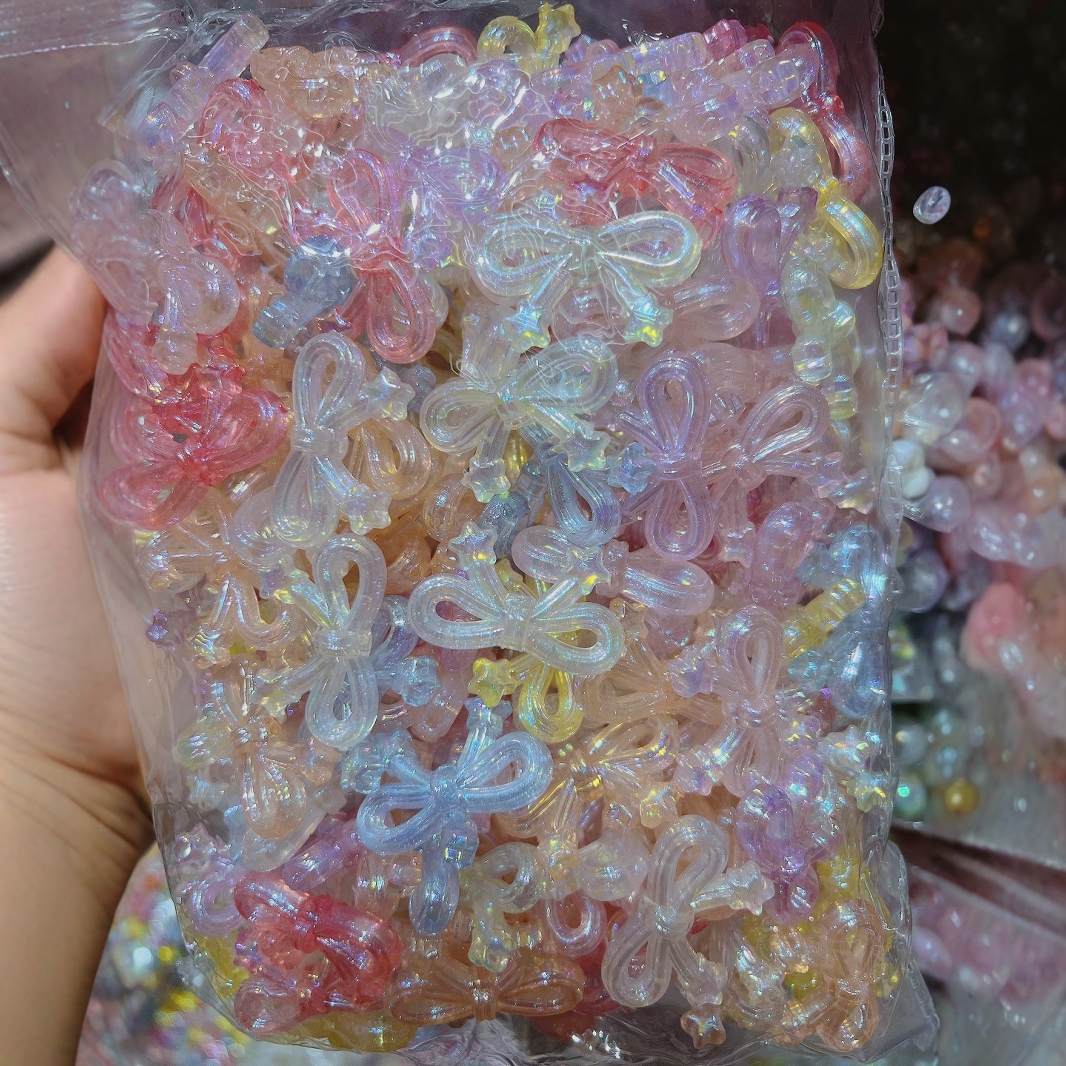 夜光人鱼姬镀UV炫彩流星蝴蝶结DIY手工串散珠串笔手机链饰品配件产品图