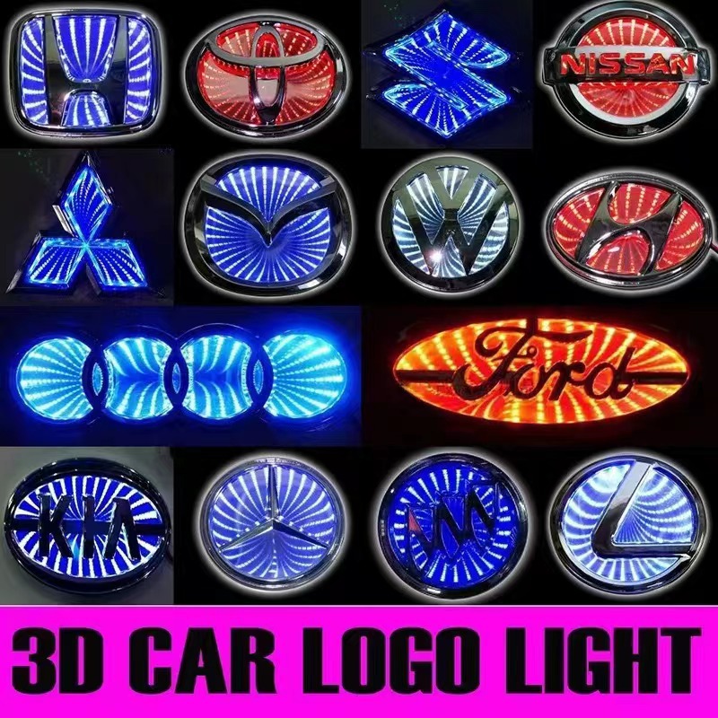 【跨境热品】适用于各种汽车 3D 发光 LED 后尾车标灯