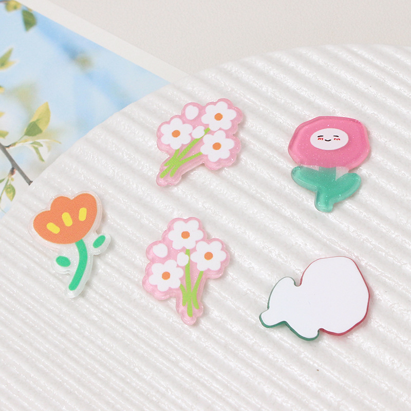Cute cartoon flowers, tulips, acrylic bouquets, sheet tiles, DIY accessories, hair clips, headwear accessories materials Specification image