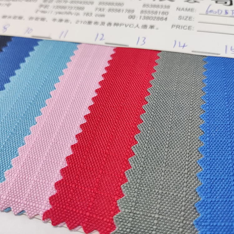 600D five-inch pvc grid fabric coated Oxford cloth calendered bag fabric details Picture