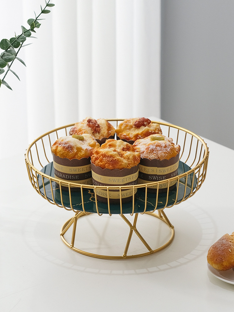 European-style light luxury ceramic fruit plate, creative living room, fruit basket, afternoon tea, candy and dessert rack, pastry tray details Picture