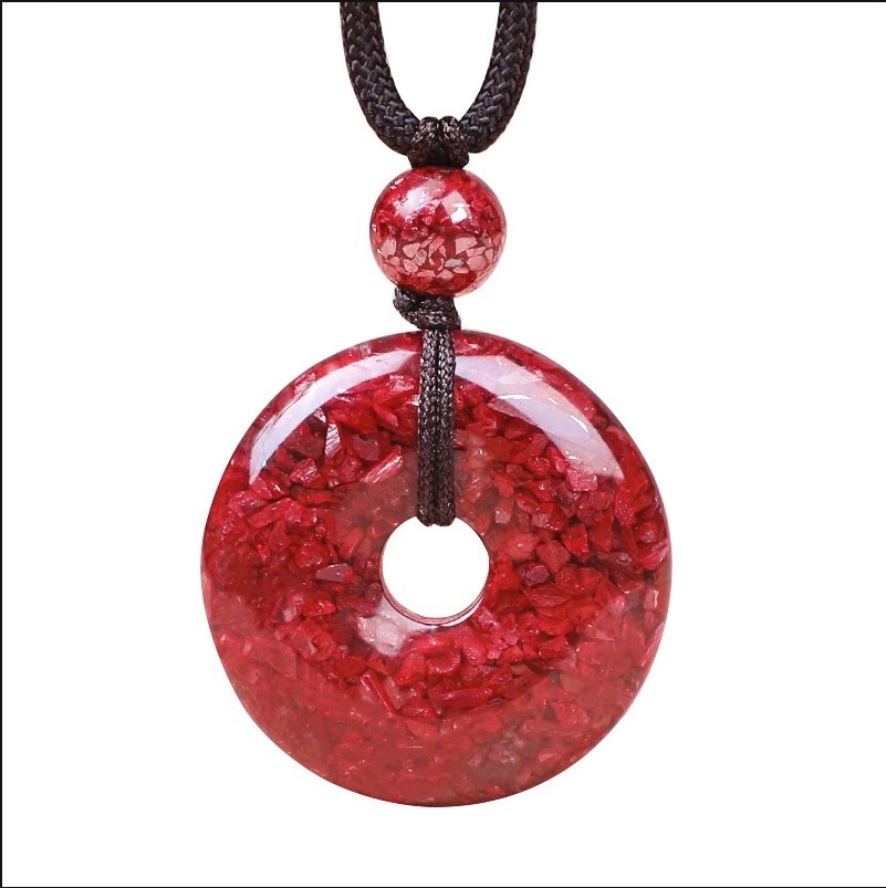 High-content natural cinnabar pendant for men and women, high-purity crystal, original stone for children's zodiac year, peace button sweater chain Item Picture