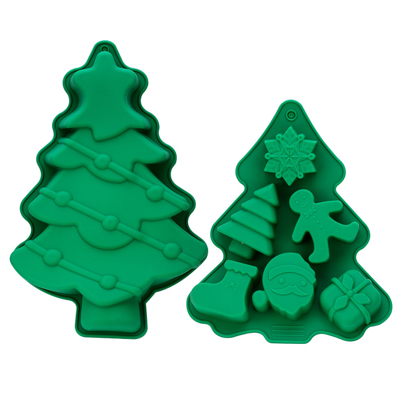 Cross-Border Christmas Mold Silicone Mold Christmas Tree Gingerbread Man Snowflake Christmas Mold Biscuit Candy Mold Specification drawing
