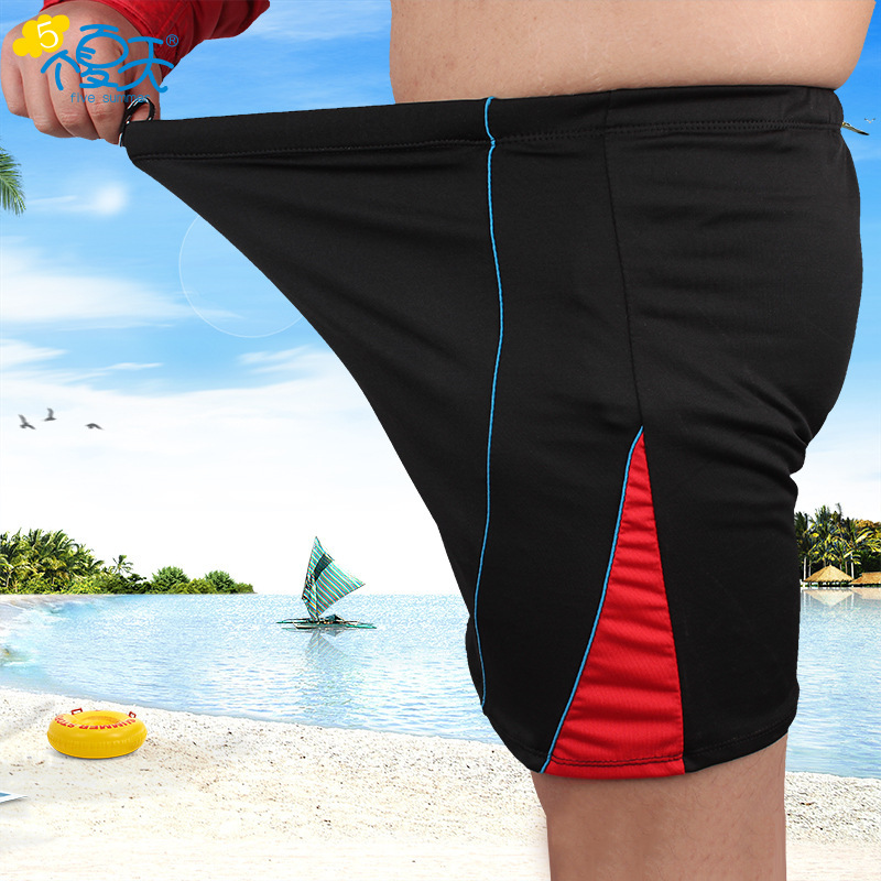 男士速干泳裤牛奶丝加肥加大沙滩裤胖子游泳裤宽松舒适300斤可穿图