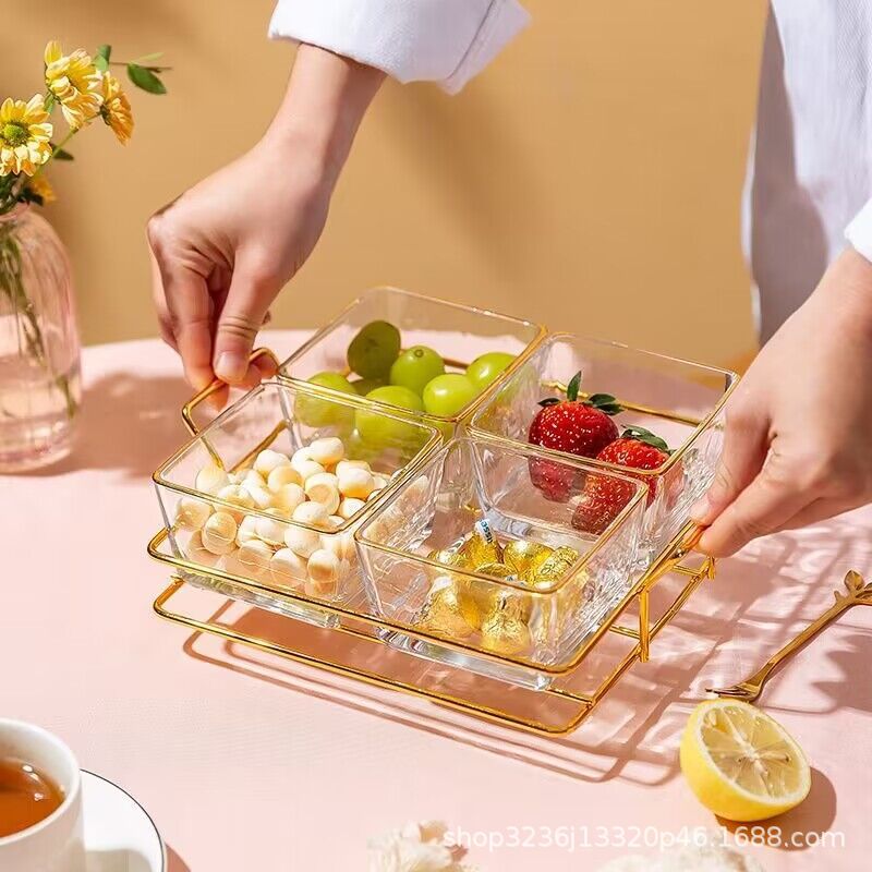 Nordic Light Luxury Division Snack Plate Nuts Dried Fruit Candy Snack Plate Ktv Club Household Fruit Distribution Plate