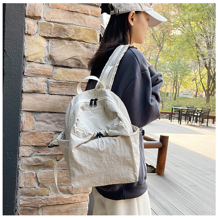 跨境日系抽绳轻便双肩背女百搭通勤上课学生书包户外运动休闲背包详情4