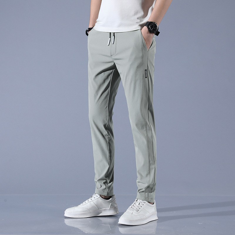 Men's autumn new stylish and trendy Korean-style slim-fit large-sized black label straight-leg light business sport trousers details Picture