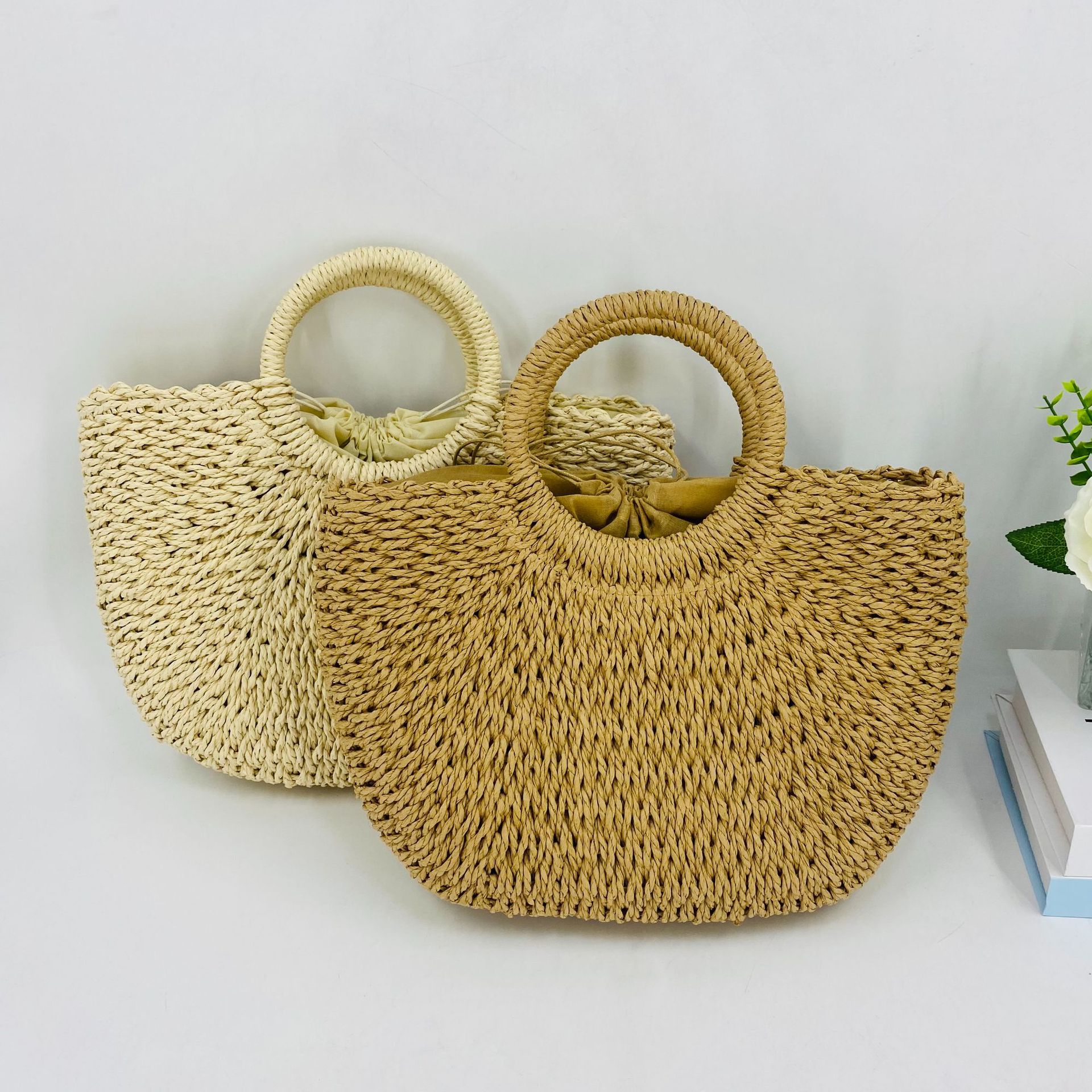 草编包女斜跨时尚/包包女草编文艺/草编包/儿童编制包/国风复古挎包细节图