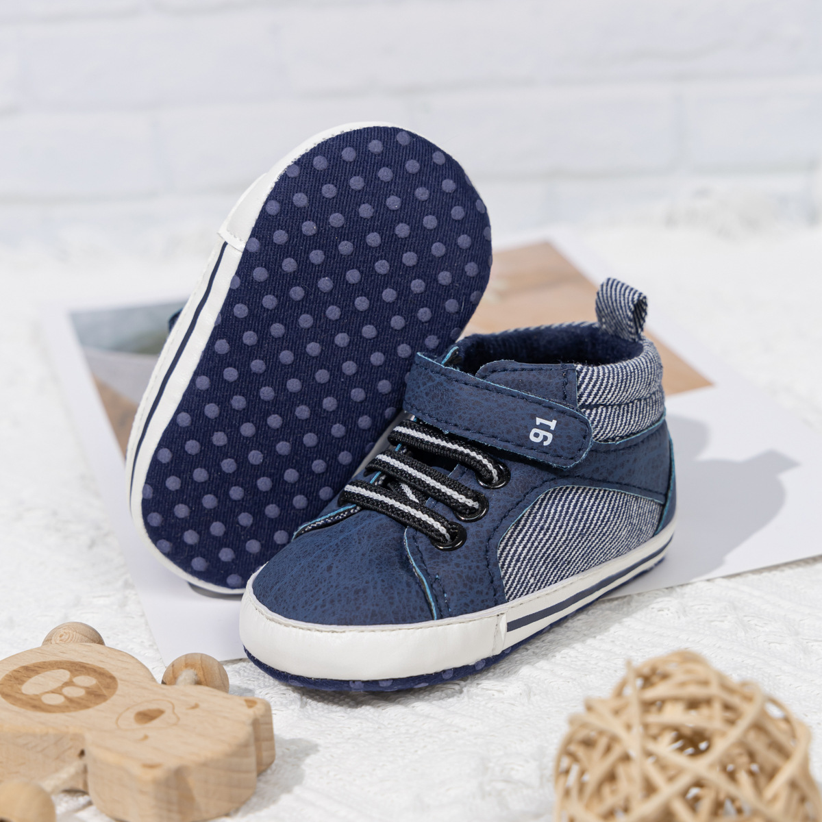 Cross-Border Explosive Autumn And Winter High-Top Toddler Shoes Pu With Soft Soles Non-Slip Baby Shoes Baby Shoes Specification drawing