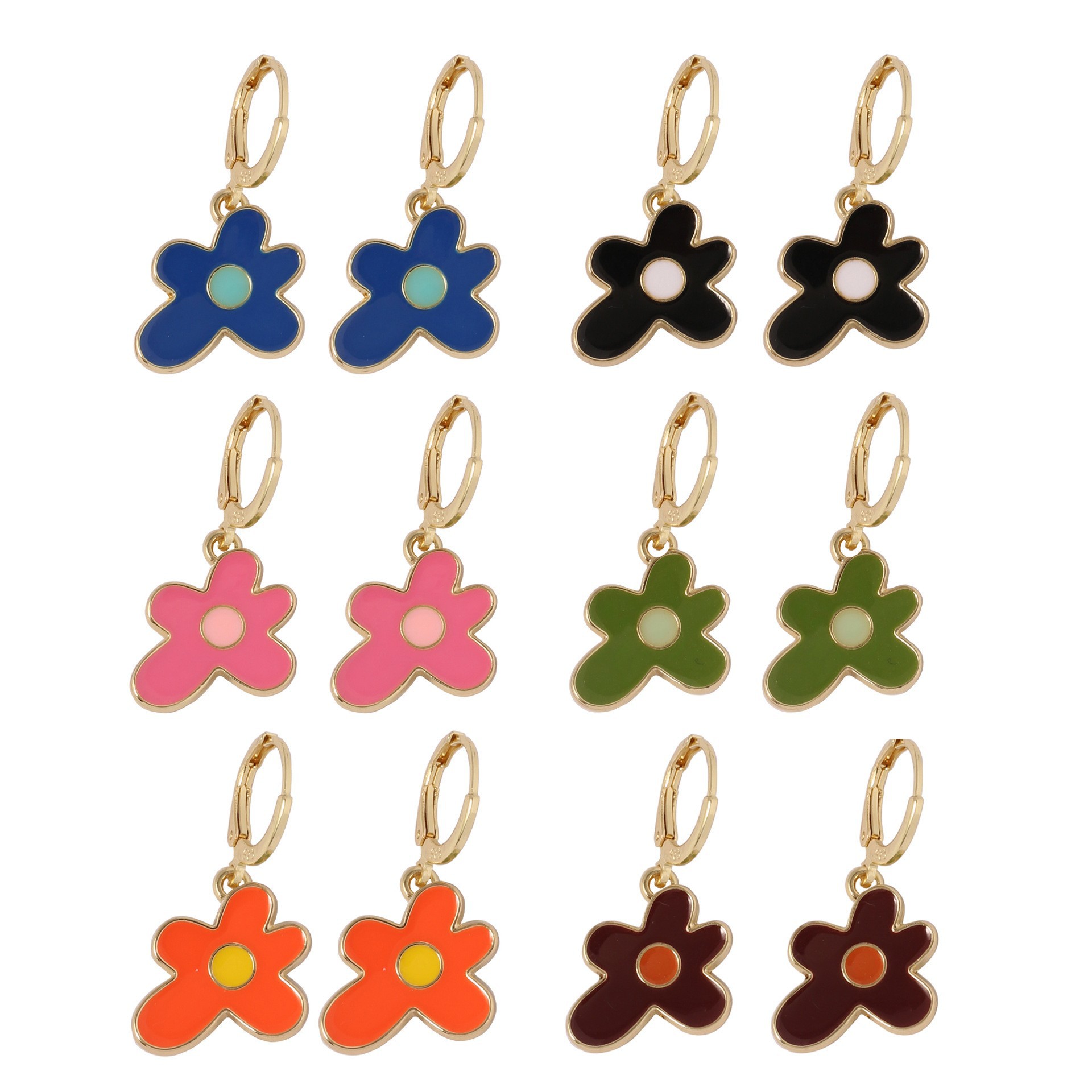 Cross-border colorful, fashionable and simple flower stud earrings, Korean Internet celebrity fashionable, elegant and personalized earrings trend manufacturer wholesale