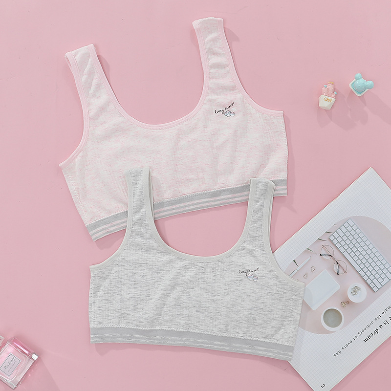 [Activity] Seamless girls underwear Pure cotton thin comfortable breathable fixed cotton pad anti-naked vest type student bra in stock full figure
