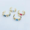 Cross-border Bohemian heart-shaped oil-infused eyes, devil's eyes, brass plated with real gold zircon fashionable open ring for women Specification image