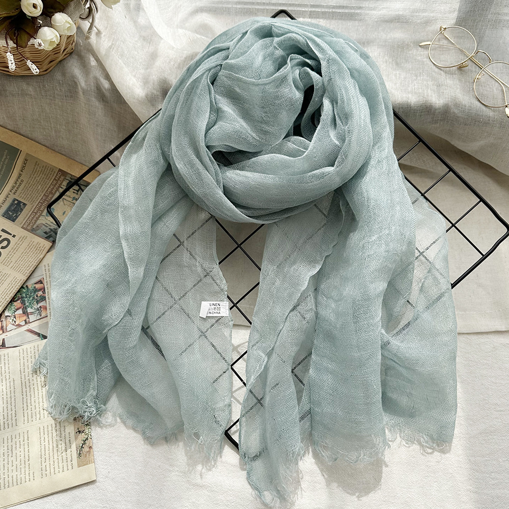 Spring And Summer New Thin Breathable Linen Scarf Ladies Literary Pure Color Shawl Day All Match Pure Linen Scarf Women Specification drawing