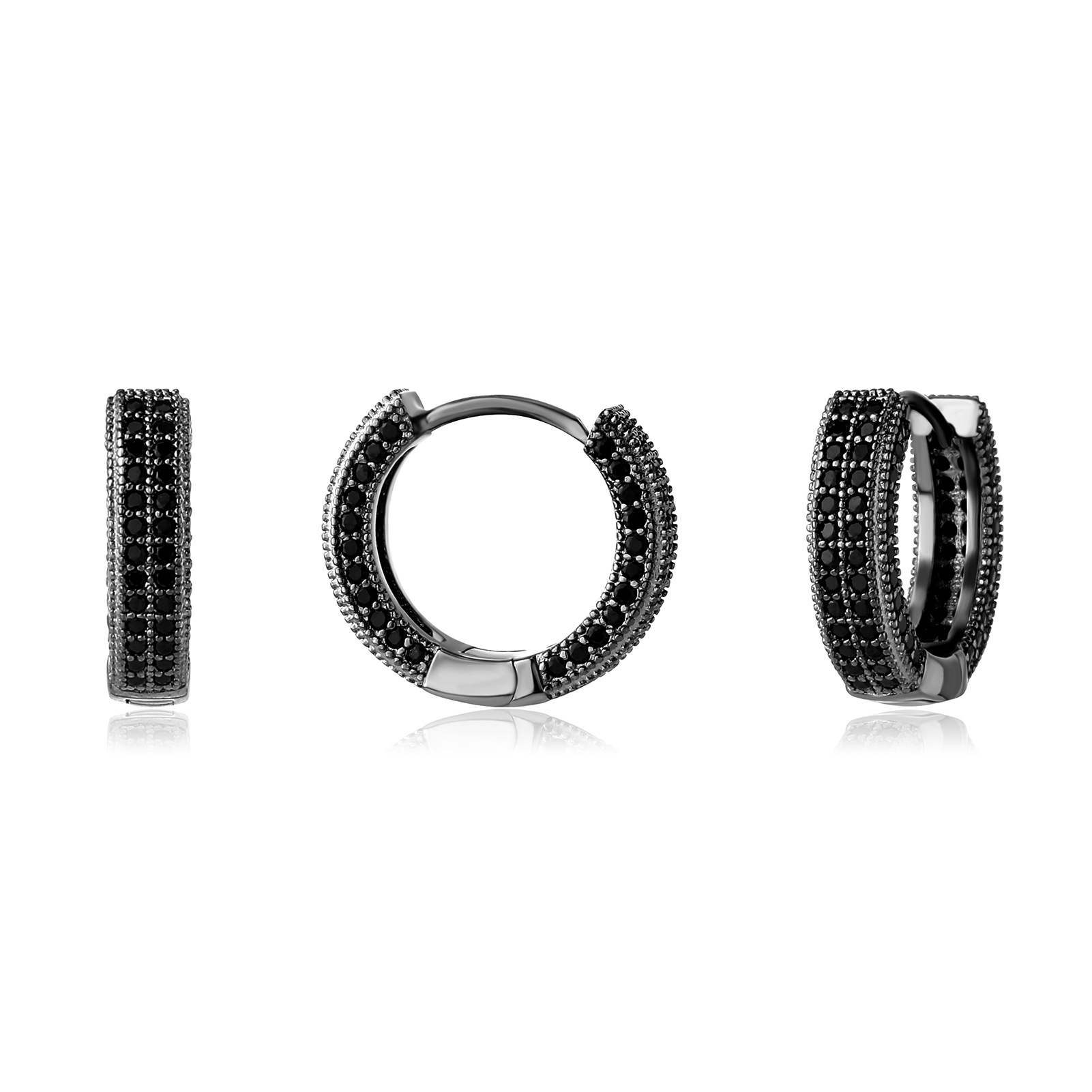 This is a cross-border bestseller from Europe and America, featuring hoop earrings filled with zircon and colorful Bling. It's a unique and fashionable hip-hop earpiece for both men and women details Picture