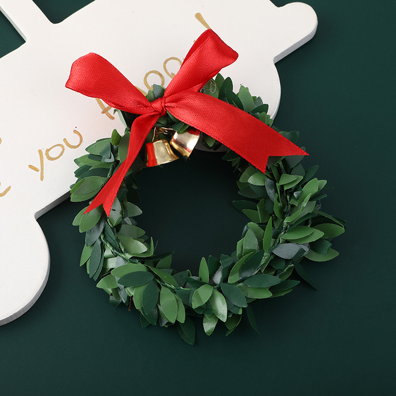 新款蝴蝶结叶子花环铃铛圣诞树配件圣诞节礼品盒装饰平安装装饰