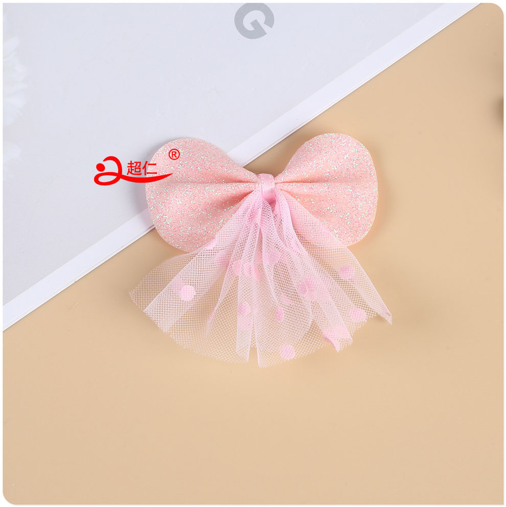Hand-Made Bows Japanese And Korean Style Hair Accessories Gift Clothing Accessories New Sequins Polka Dot Tulle Skirt Bows Can Be Produced Specification drawing